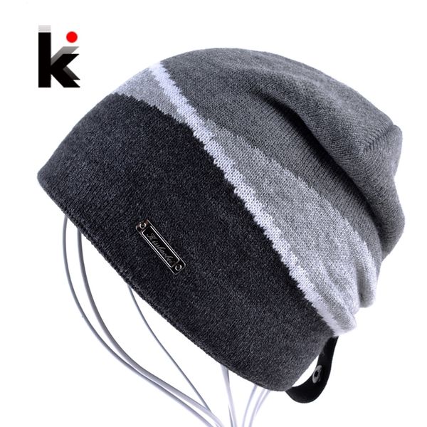 Cênusas dos homens do inverno Gorro Gorro Beanie Plus de veludo Hip-hop chapéu de malha bonés Boys Beanies para homens Bonnet Touca Inverno Y201024