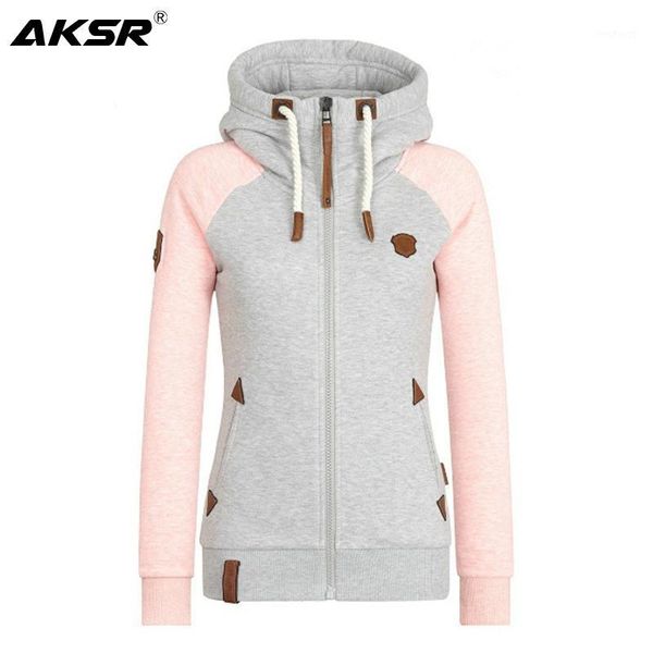 

aksr women's hoodie sweatshirt zip-up loose fashion personality streetwear long sleeve various sizes s-5xl female casual coat1, Black