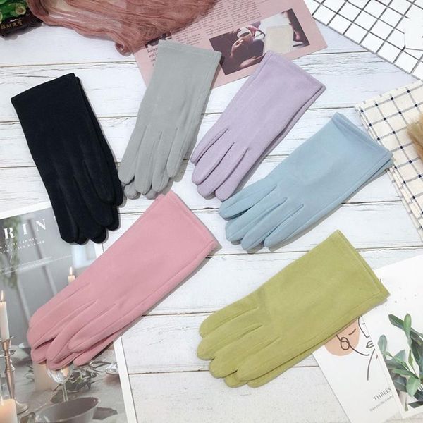 

female winter warm driving gloves women thin cashmere embroidery elasticity cycling windproof touch screen finger gloves, Blue;gray