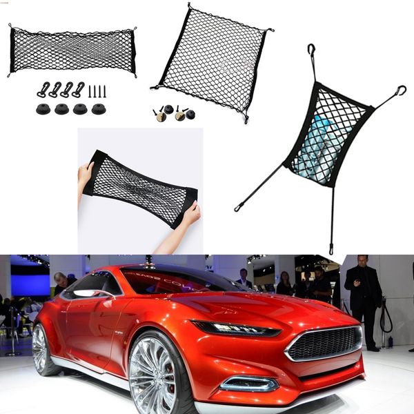 

for ford evos car vehicle black rear trunk cargo baggage organizer storage nylon plain vertical seat net