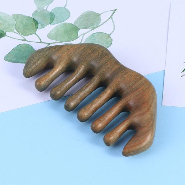 

green sandalwood comb wooden hair comb verawood hair care wooden brush, Silver