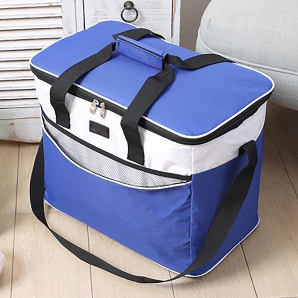 

fruits lunch bag handle large capacity outdoor picnic bags adjustable strap drinks thermal insulated oxford cloth bag1, Blue;pink