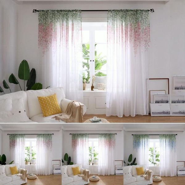 

100x200cm vine flower print window curtain bedroom tulle drape patio l decor