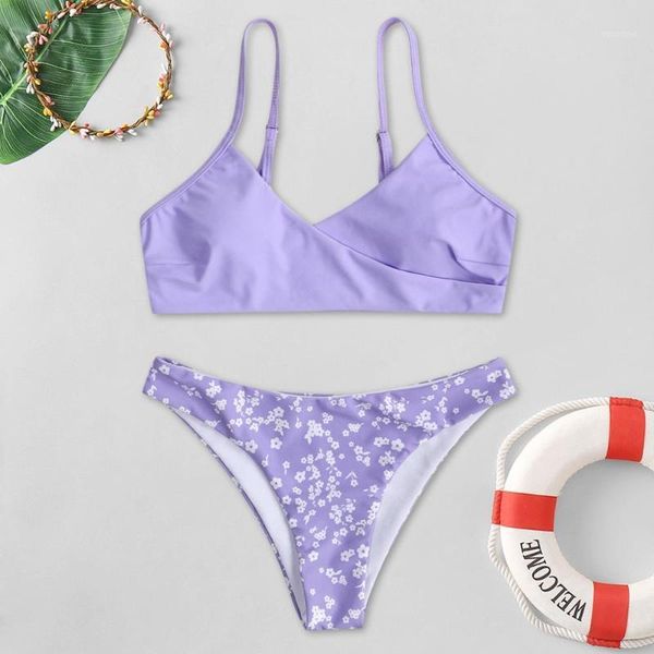 

summer 2020 fashionyouthful women flower print high cut two pieces youthful bikini push-up swimwear swimsuit beachwear1, White;black