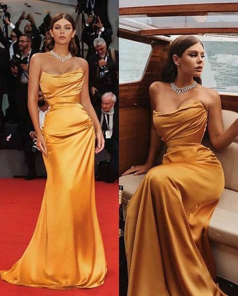 

orange mermaid formal evening gowns strapless long prom dress simple and clean satin longo prom party dresses customize, Black;red