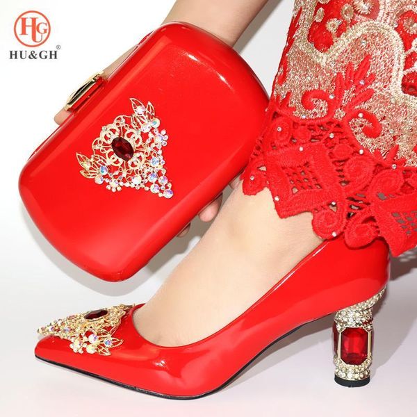 

dress shoes red color women high heels and bag set african wedding italy fashion lady matching a bag1, Black