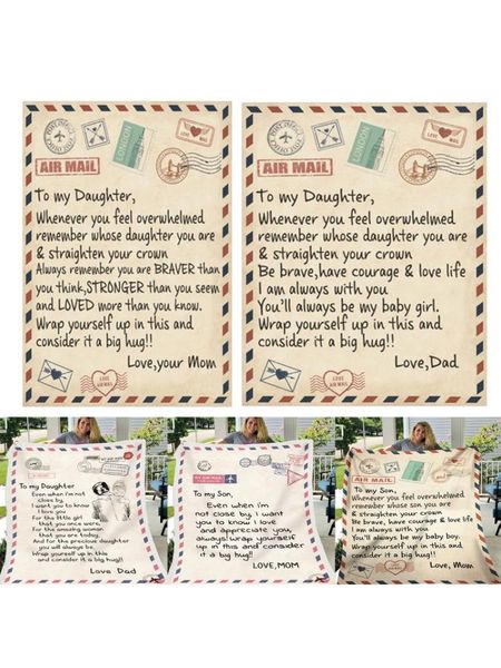 

blankets fleece blanket to my daughter son wife letter printed quilts air mail