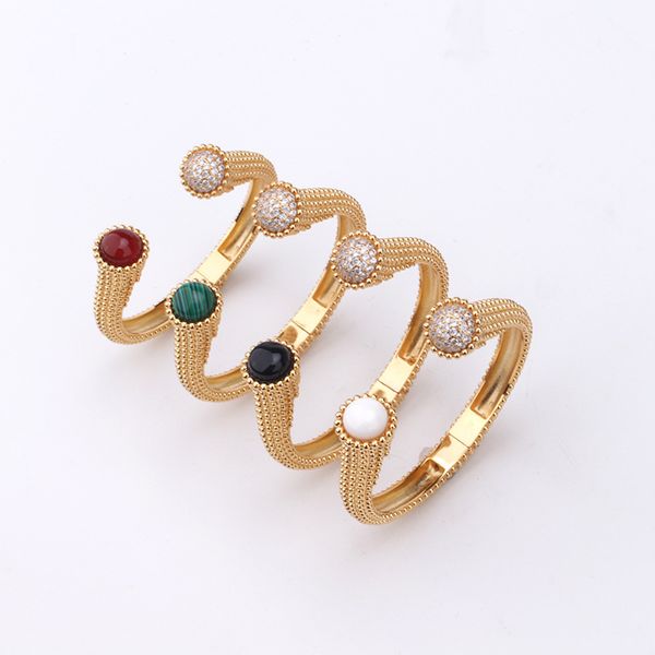 

fashion jewelry charm bracelets women gold bangles copper plating cuff bracelet accessories agate bracelet jewerly, Black