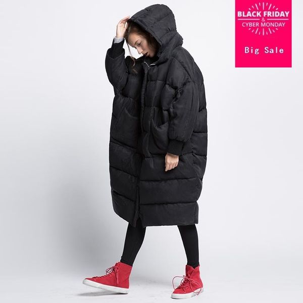 

plus size winter comfortable cuprammonuium fabric 90% real duck down coat female fashion brand with hooded warm down coat wq514, Black