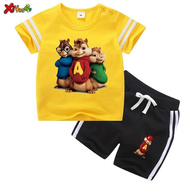 

kids t shirt set clothing clothes sports alvin chipmunks boys sports sets 2pcs tshirt + short suit toddler baby set summer y200525, White
