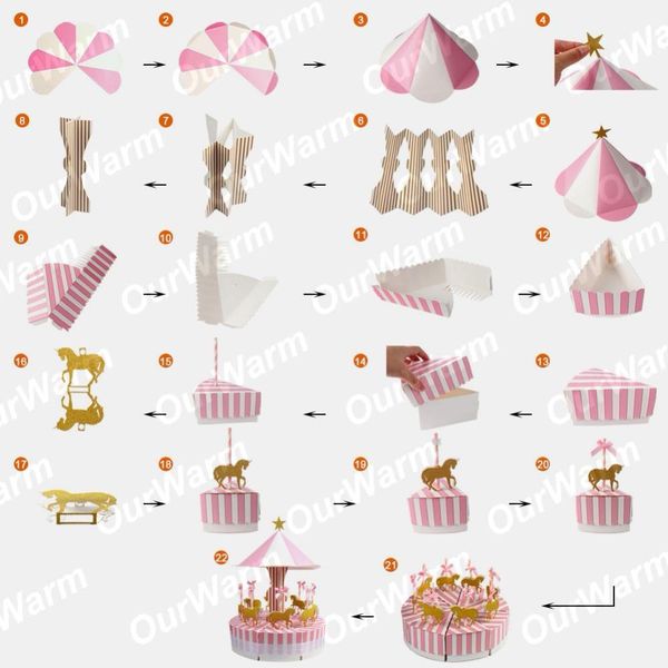 

ourwarm paper gift box carousel candy bags party favors souvenir gifts for guest birthday wedding party decorations wmtxad