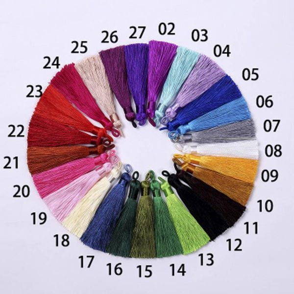 

10pcs 8cm colorful polyester silk tassel with pull ring for hanging earring charms making diy jewlery pendants accessories h bbyepi