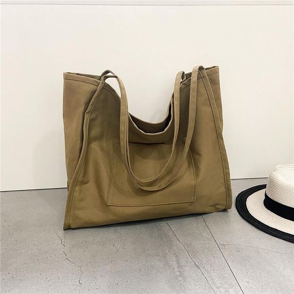 

cross body large capacity canvas shoulder bag for women luxury simple designer ladies casual solid color tote handbag purses