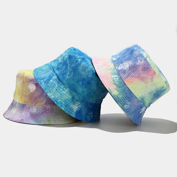 

bucket hats woman man 2020 new cotton adults bucket hat tie dye fishing fisherman beach festival sun hat, Blue;gray