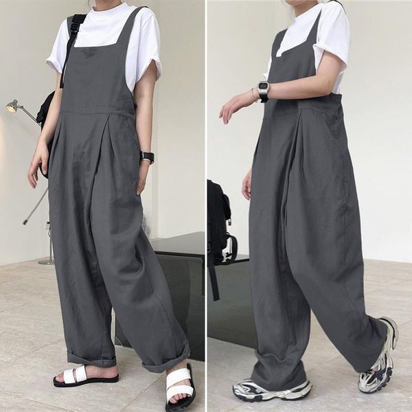 

women vintage playsuits vonda stylish jumpsuits suspender overalls casual long pants female rompers buttons pantalon s-5xl women's, Black;white