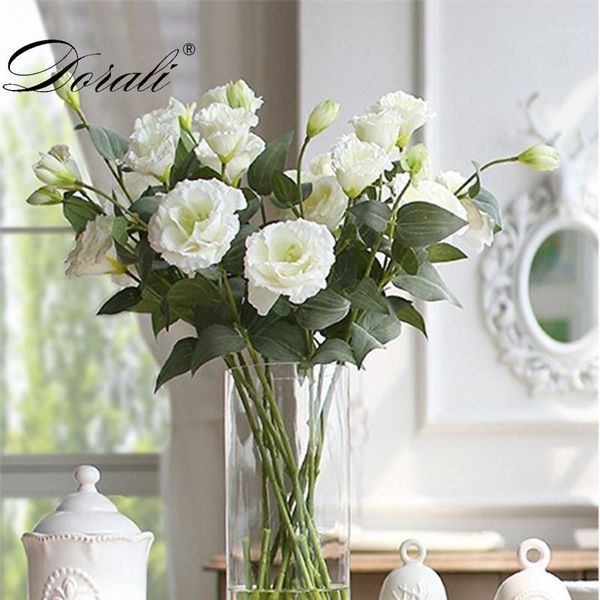 

silk european artificial flowers 3 heads fake eustoma gradiflorus lisianthus christmas wedding party home decorative 5 colours1