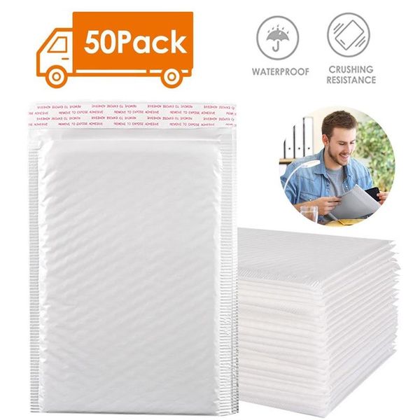 

50pc foam envelope bags self seal mailers padded shipping envelopes with bubble mailing bag shipping packages bag white 11x wmtpbd