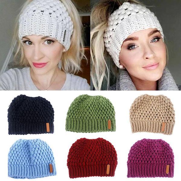 

beanie/skull caps knit hat winter for women bundle hair tie nov99, Blue;gray