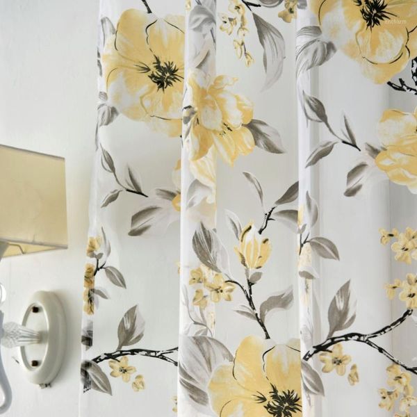 

floral tulle curtain for living room bedroom printed voile sheer window treatment purple curtain for kitchen blinds drapes1