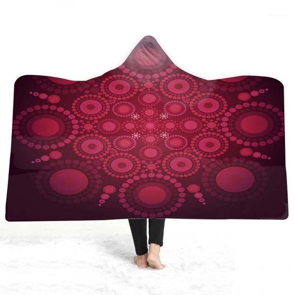 

gift bohemian boho mandala flower pattern plush hooded blanket warm travel camping sofa throw for kids1