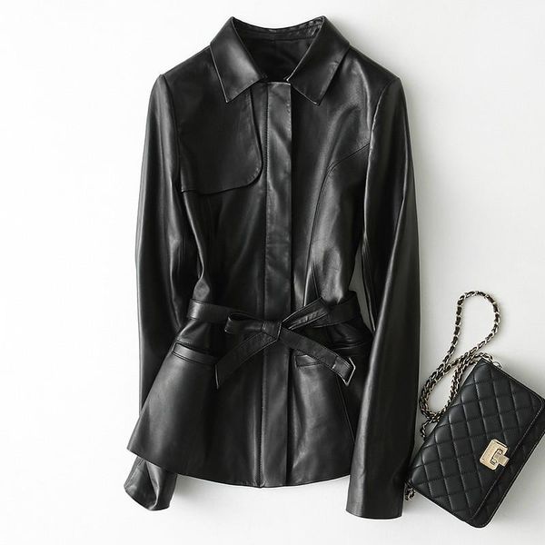 

kmetram real leather jacket woman spring 2019 vintage sheepskin coat female korean black biker jackets chaqueta mujer my25341