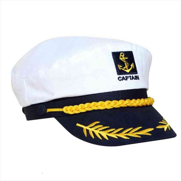 

1pc white hats yacht captain navy marine skipper ship sailor military nautical hat costume adults party fancy dress, Blue;gray