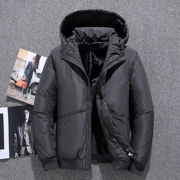 

white duck down jacket men winter snow parka quality thermal casual slim thick warm coat overcoat windbreaker hooded down parkas1, Black