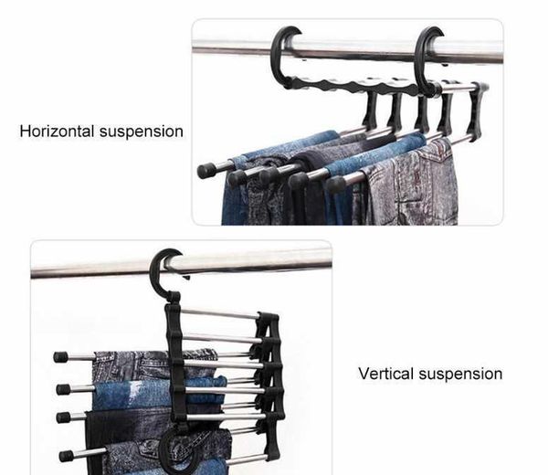 

5 layers multi functional clothes hangers pant storage cloth rack trousers hanging shelf non-slip clothing organize bbypko garden2010