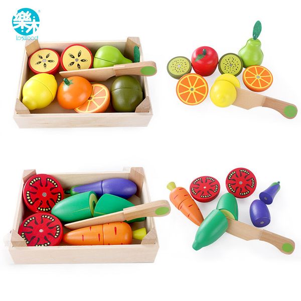 

wooden kitchen toys cutting fruit vegetable play miniature food kids wooden baby early education food toys lj201009