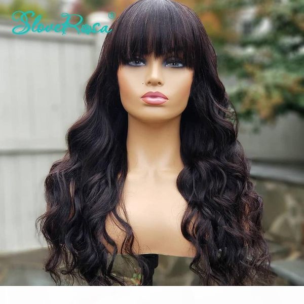 

180% made human hair wigs brazilian remy loose wave short bob wigs with bangs natural color slove rosa hair, Black