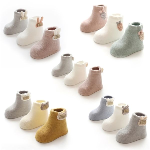 

baby boys girls cotton new thick cartoon decorative antislip towel tube newborn autumn winter socks y201009, Pink;yellow