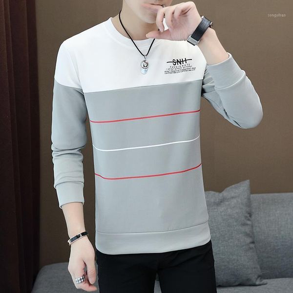 

zhijing color matching cotton men hoodies autumn new fashion o-neck korean casual youth slim men long-sleeved sweatshirts 1, Black