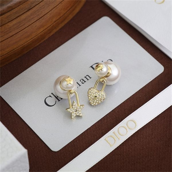 

86% off factory shopfamily female new red five pointed star love pearl, Golden