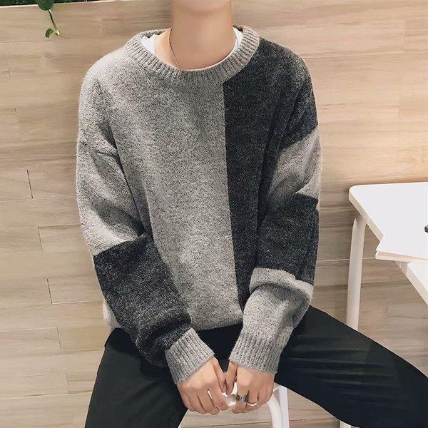 

autumn and winter loose sweater college style t-shirt men's pullover korean coat, White;black