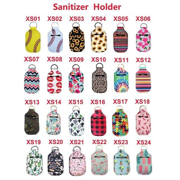 

factorykbjdbags neoprene sanitizer 30ml keychain 10.3*6cm key rings hand soap bottle holder 24 colors