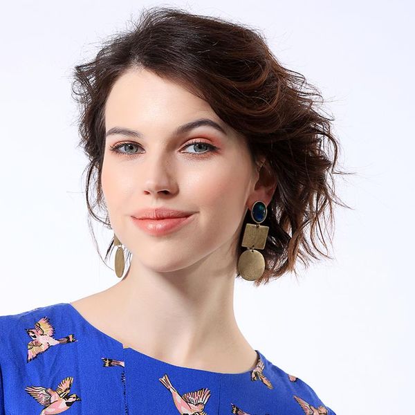 

fashion bohemia red/blue resin geometric earring for women simple design stud earring handmade wholesale stud jewelry, Golden;silver