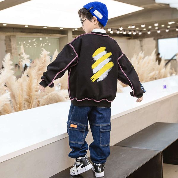 

2020 plush winter new sweater children's korean sle middle school boys' thickened base coat xxo1, Black