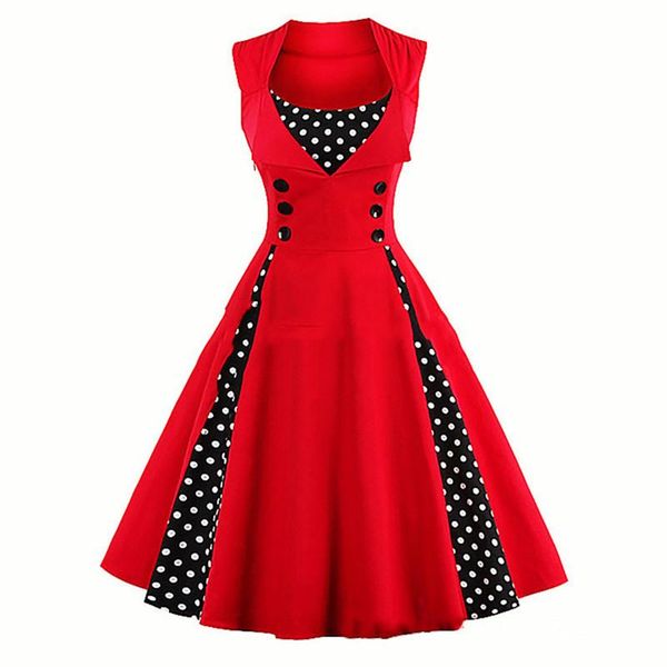 

s-3xl women robe retro vintage dress 50s 60s rockabilly dot swing pin up summer party dresses elegant tunic vestidos casual, Black;gray