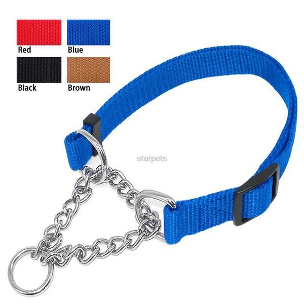 

1.0\" wide nylon plain color dog pet choke chain training collar 4 colors 16-29\" ad wmtvty