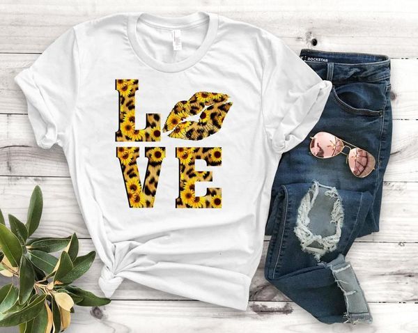 

женщины футболка леопард любит печать футболки женщины с коротким рукавом o шея свободная футболка женские дамы причинно-тройник рубашка оде, White