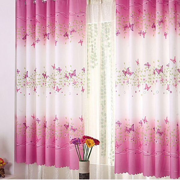 

durable pink romantic butterfly summer style mesh window curtains for home decoration ab