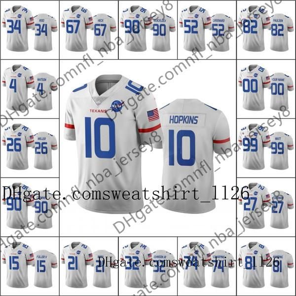 

хьюстон nfc. техасцы мужчины # 4 deshaun watson 99 j.j. watt 34 john reid женщины молодежи пользовательские белые пары limited city jersey, Black;red