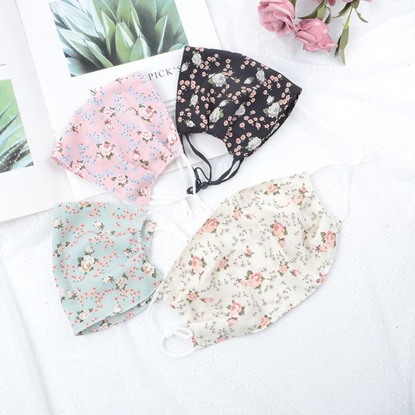 

anti factory chiffon floral printed mask dust washable face cover reusable double layer mouth muffle designer masks t2i51173