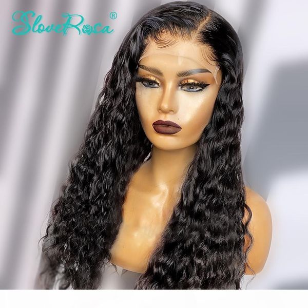 

13x4 curly lace front human hair wigs 130% deep wave wig peruvian remy for black women with baby hair bleachedknots sloverosa