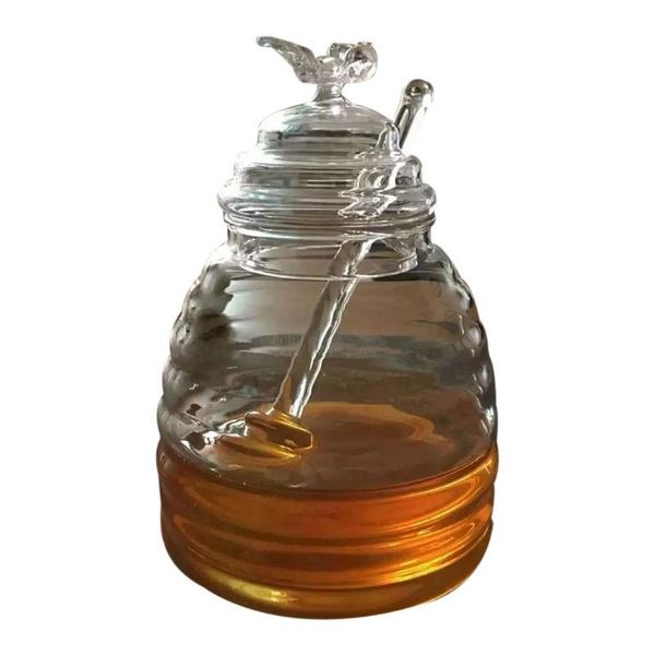 

honey jar honey dispenser bottle transparent high borosilicate jars stirring rod honeycomb bottle storage tank