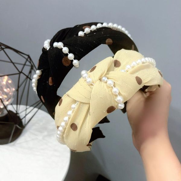 

bow knot polka dot knotted hair band japanese and korean girl pearl headband korean version of sweet aesthetics hair accessories