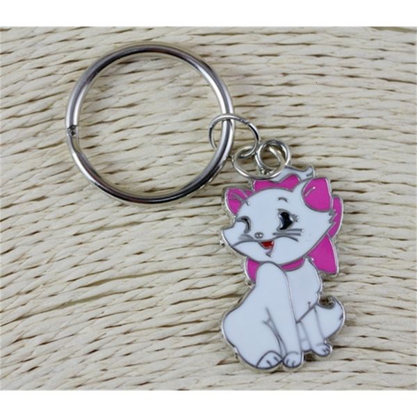 

cat vintage white enamel cute 50pcs charms fashion keychain ring for keys car diy bag key chain handbag gift accessories, Slivery;golden