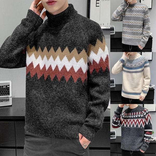 

men's sweaters autumn turtleneck korean fashion long sleeve warm sweater, striped, White;black