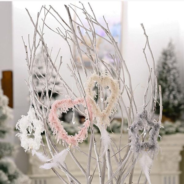 

творческая рождественская елка висит кулон с кристаллом розового белого сердце звезда перо орнамент новогоднего украшением для дома рождеств