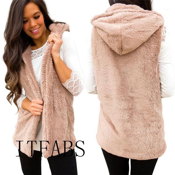 

women ladies sleeveless hooded vest body warmer open waistcoat jacket1, Black;white